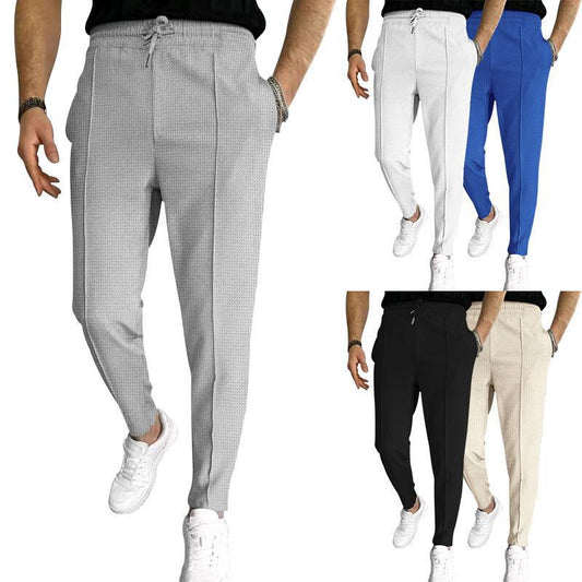 Pantalones casuales de ejercicio con cordón para hombre