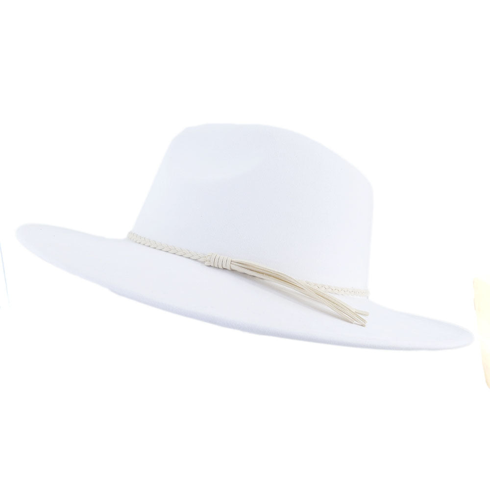 Sombrero Jazz de mujer con ala de ante color melocotón y borlas de 10 cm