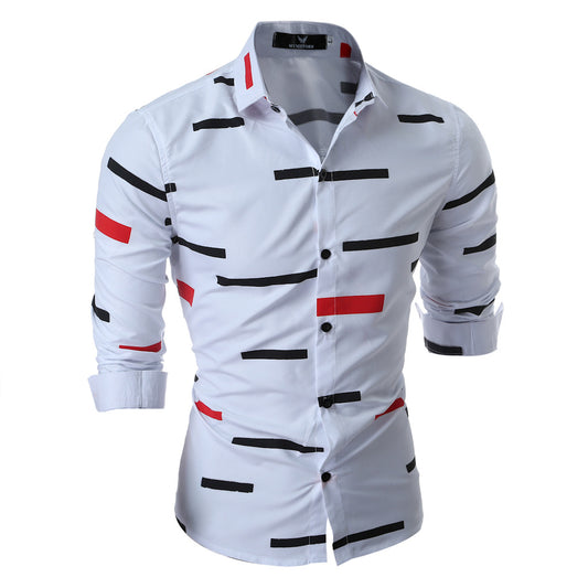 Spring Men's Geometric Printed Shirt Trendy Men Shirt Coat