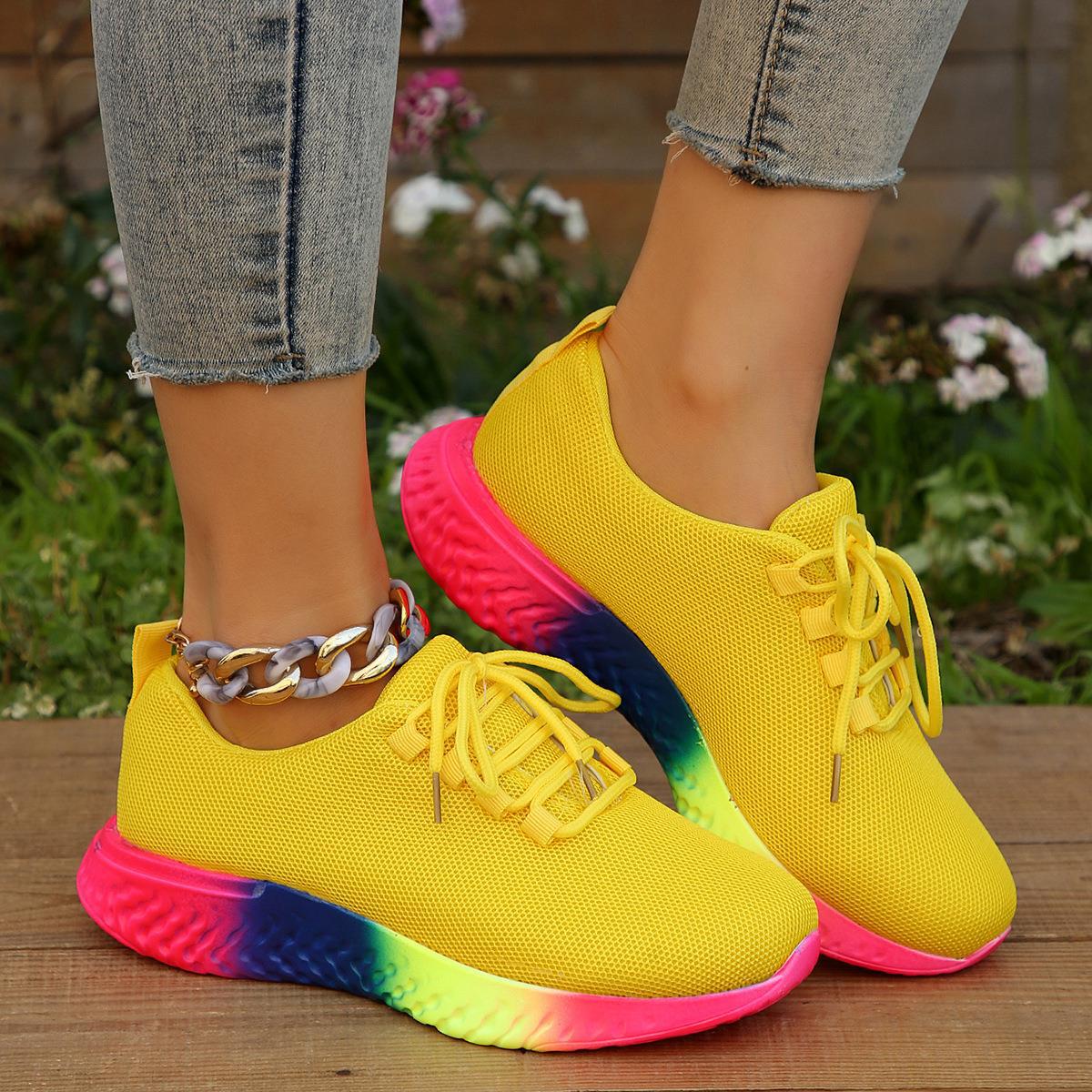 Zapatos de tacón de estiramiento bajo Rainbow de talla grande para mujer