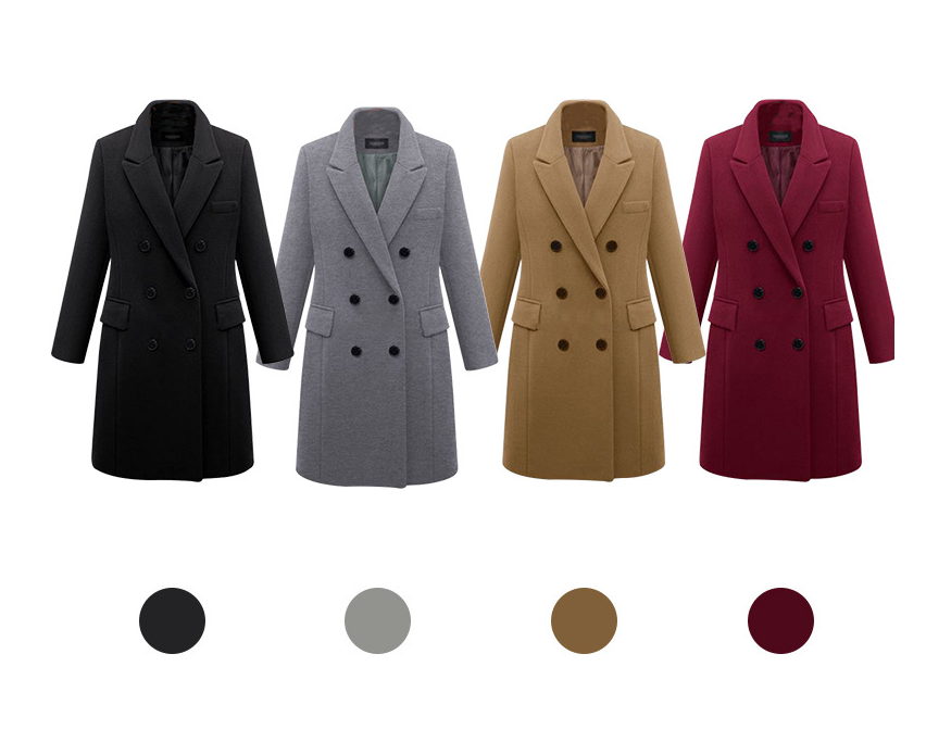 Long woolen coat wool coat in windbreaker