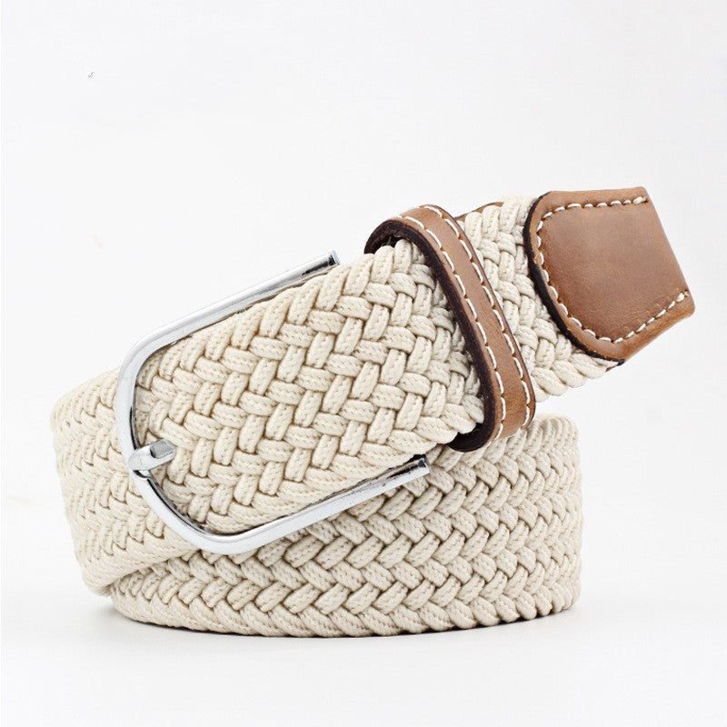 Women's Canvas Belt Student Pants Casual Stretch Braided Needle Buckle