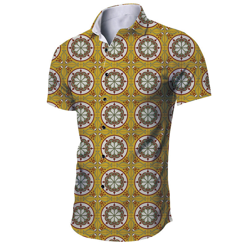 Camisa de solapa con estampado digital para hombre