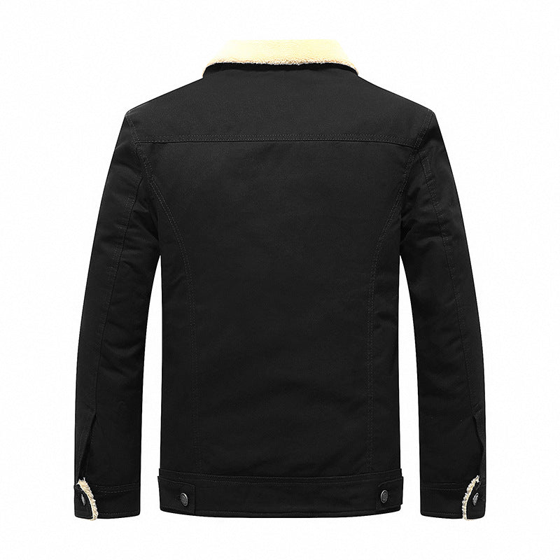 Chaqueta de un solo pecho engrosada regular con cremallera informal de moda para hombre