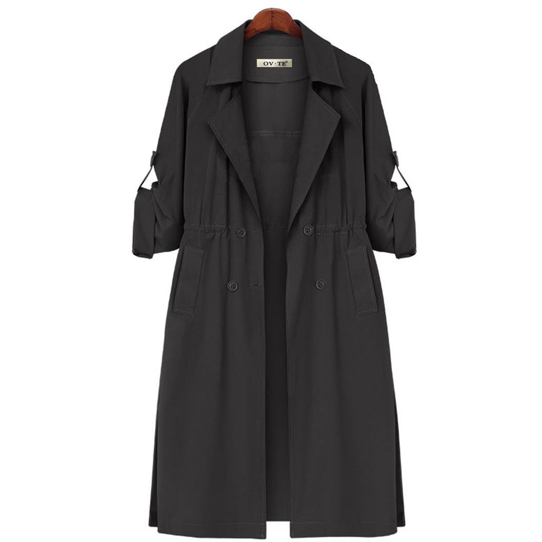 Women's Loose And Simple Waist Mid-length Trench Coat