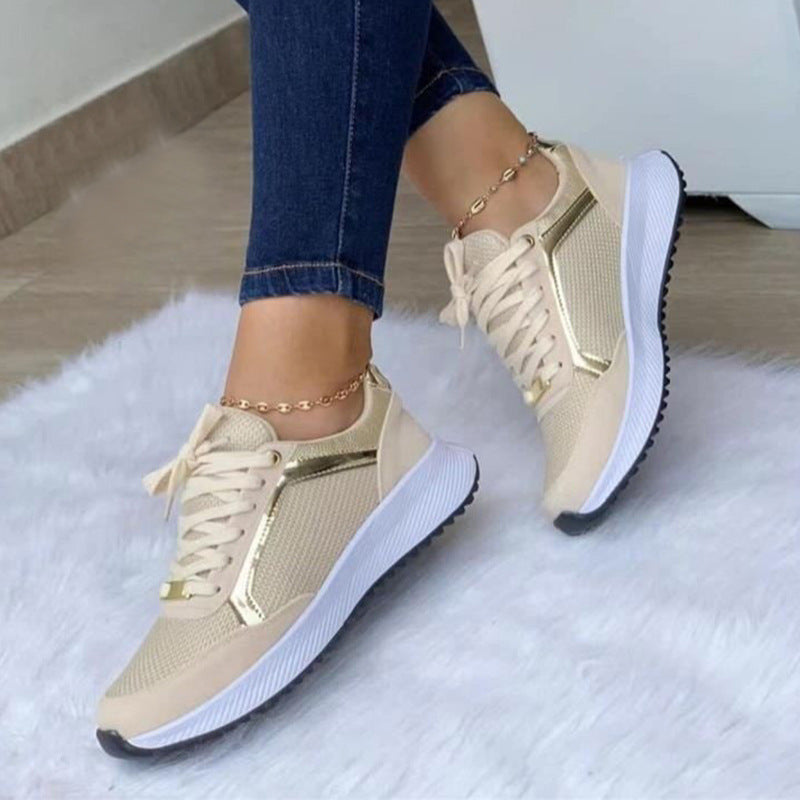 Breathable Round Head Flat Sneakers Women's Shoes