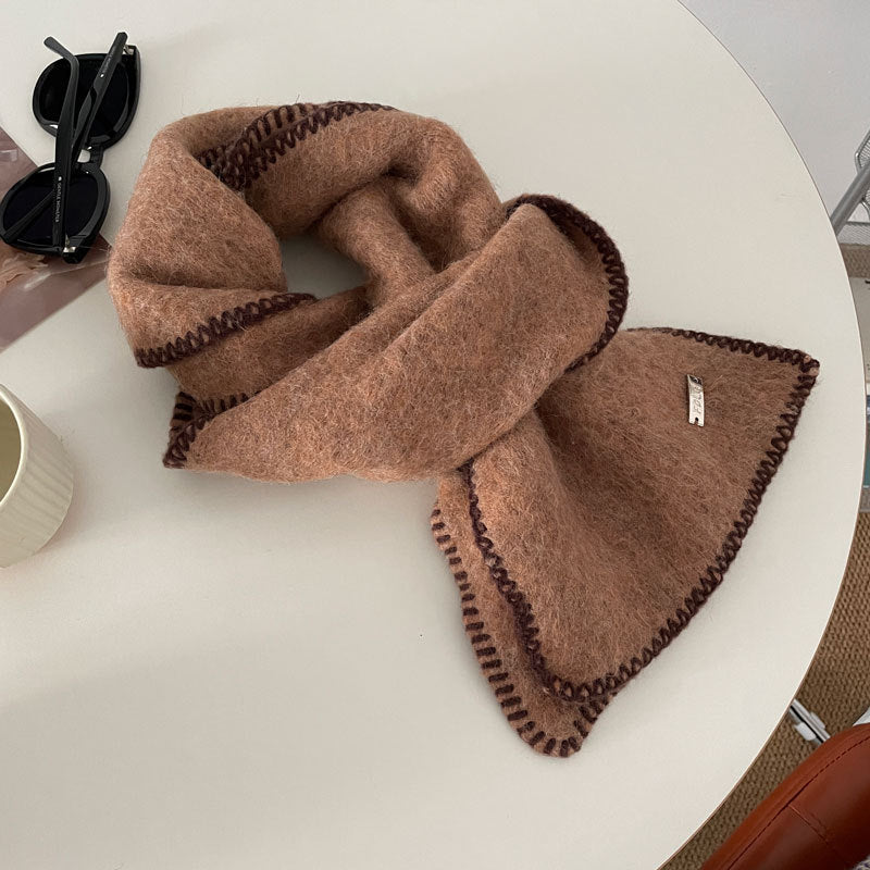 Winter Contrast Color Keep Warm Pure Color Scarf