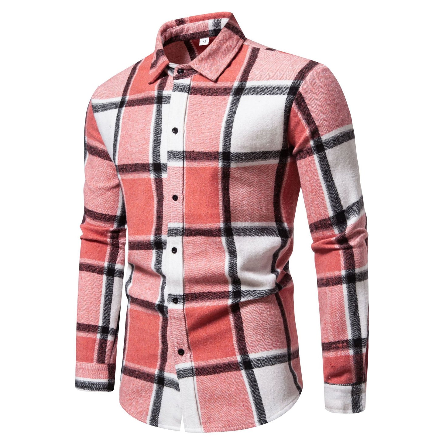 Camisa de manga larga informal holgada a cuadros para hombre