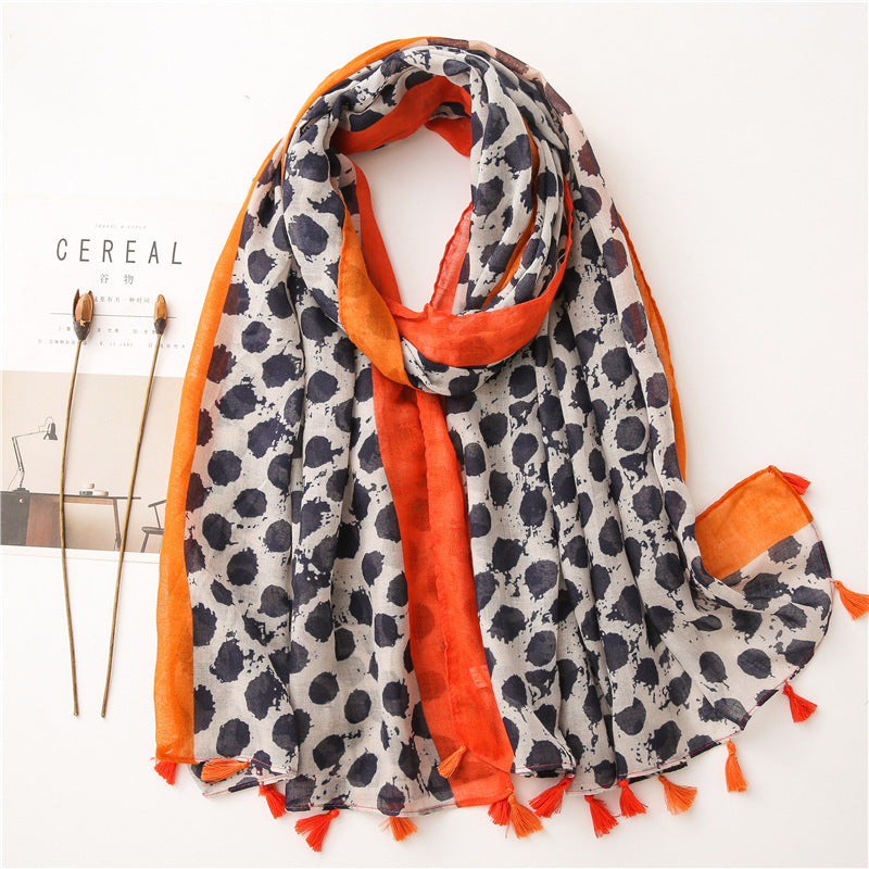 Japanese Style Artistic Fresh Cotton And Linen Scarf Retro Patchwork Bohemian Cashew Print