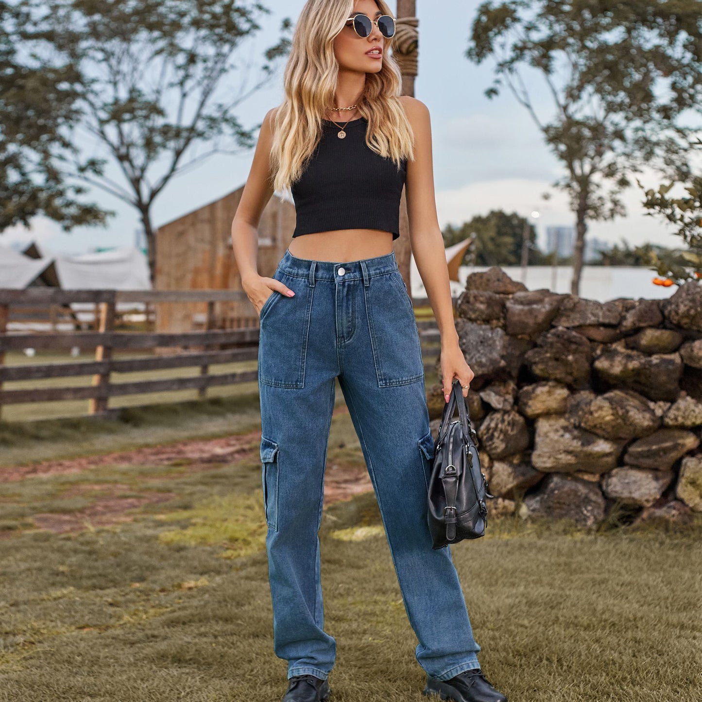 Denim Diseño semielástico Personalidad Todo fósforo Mujer