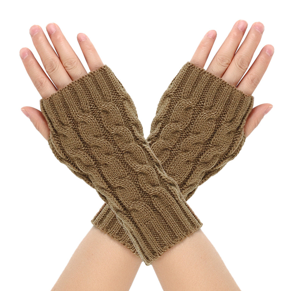 Guantes de lana cálidos de invierno para hombre con dedos abiertos