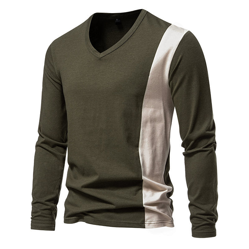 Manga larga con cuello en V multicolor informal para hombre