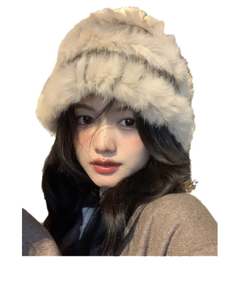 Women's Fashion Thickened Rabbit Fur Knitted Hat