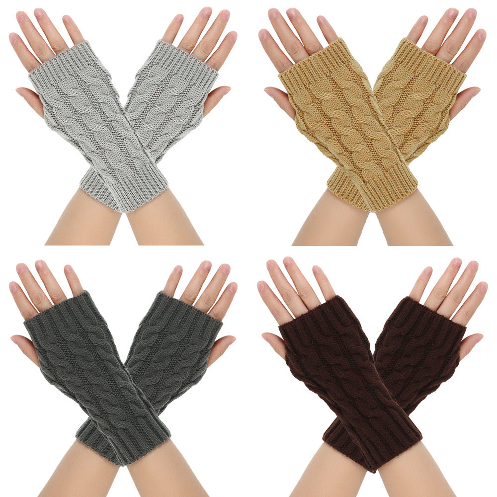 Guantes de lana cálidos de invierno para hombre con dedos abiertos