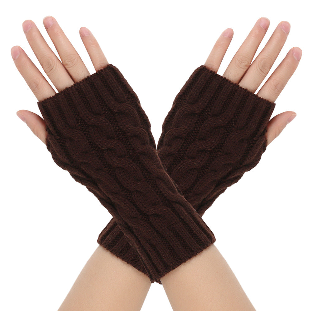 Guantes de lana cálidos de invierno para hombre con dedos abiertos