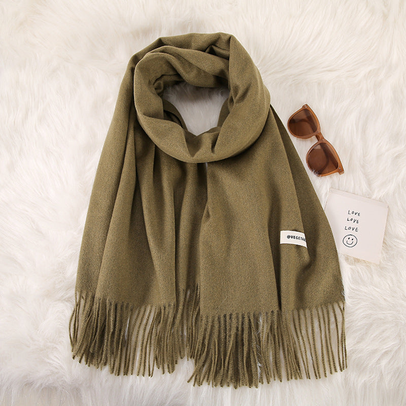 Women's Fashionable All-match Cashmere Tassel Double-sided Scarf