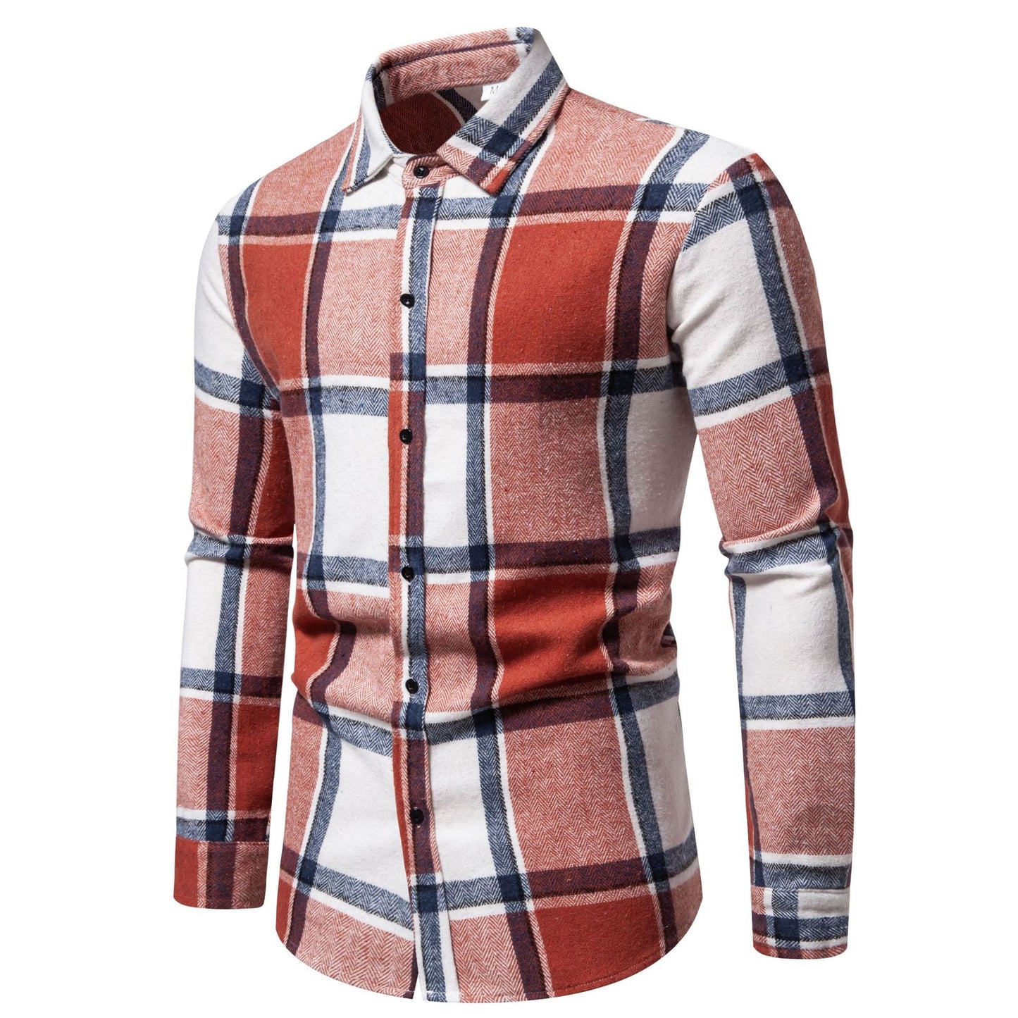 Camisa de manga larga informal holgada a cuadros para hombre