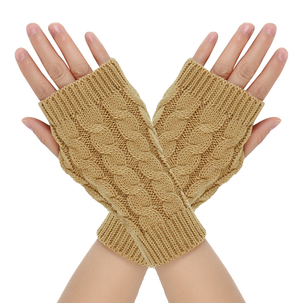 Guantes de lana cálidos de invierno para hombre con dedos abiertos