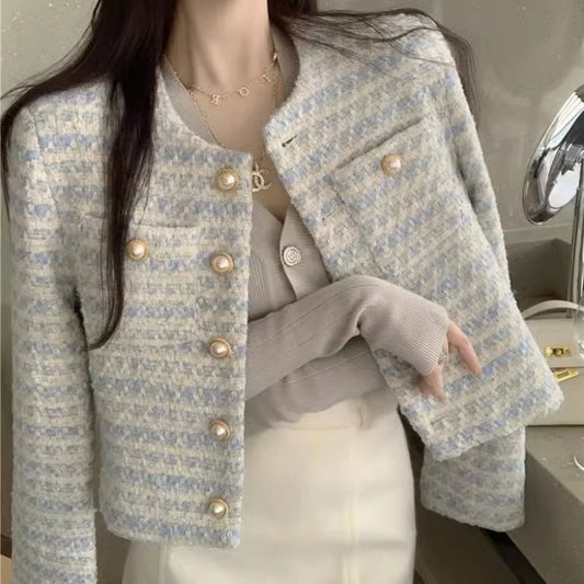 Design Sense Pearl Buckle Coat Women's Fashion