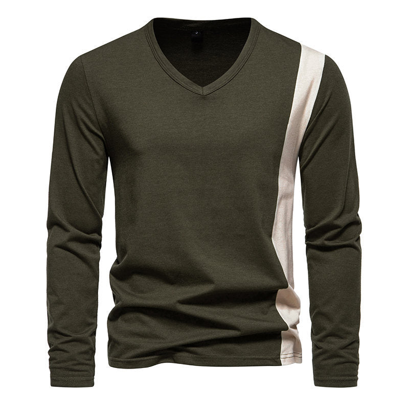 Men's Casual Multicolor V-neck Long Sleeve