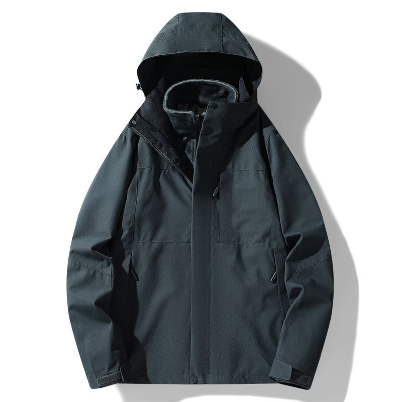 Chaqueta impermeable a prueba de viento gruesa con forro polar extraíble tres en uno