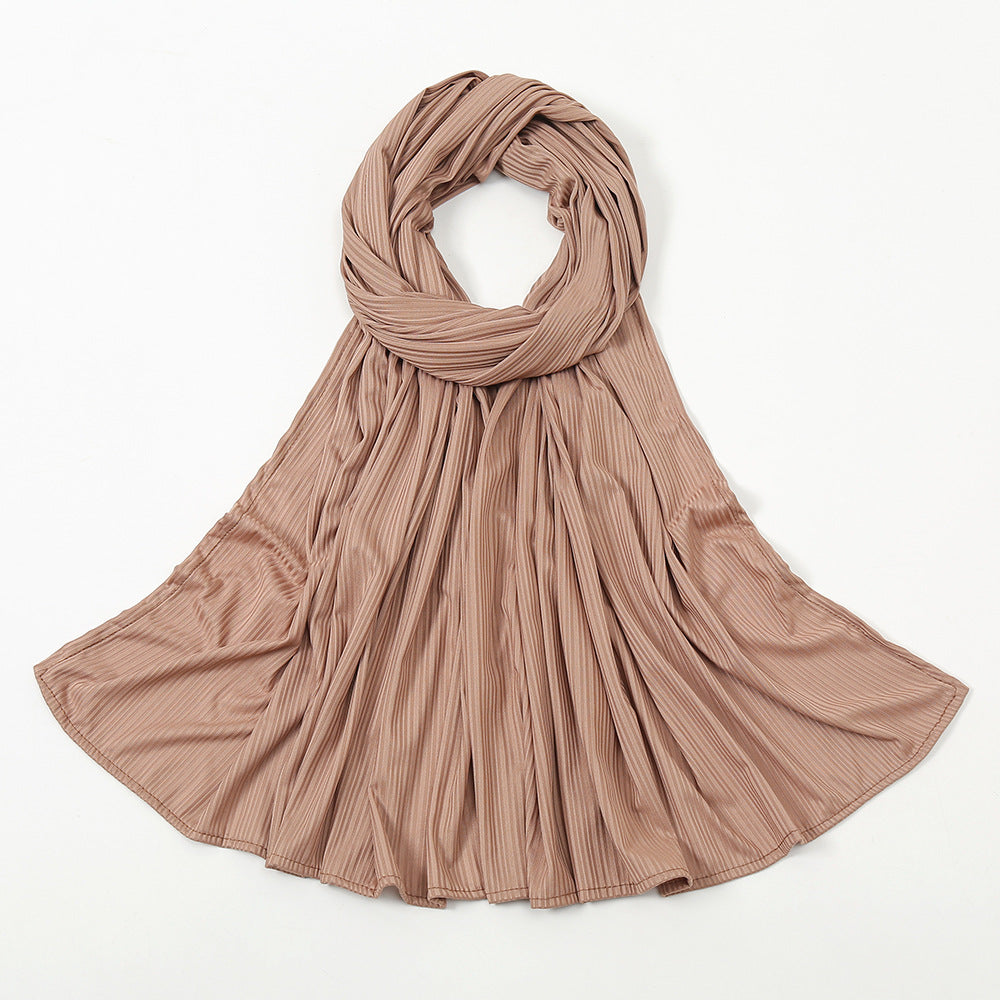 Women's Knitted Thread Cotton Striped Solid Color Scarf