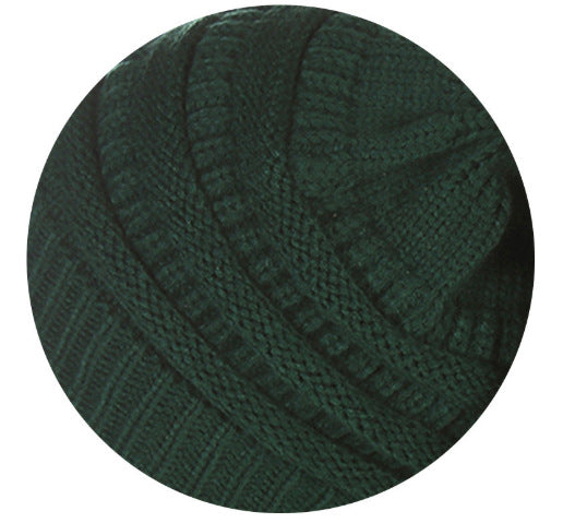 Warm Hat Thickening Not Fleece-lined Knitting Plus Fur Ball