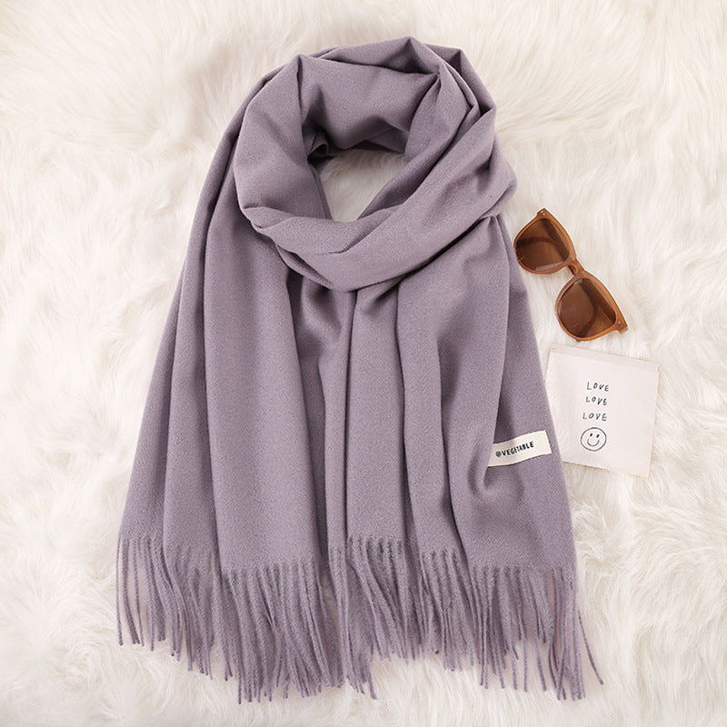 Women's Fashionable All-match Cashmere Tassel Double-sided Scarf