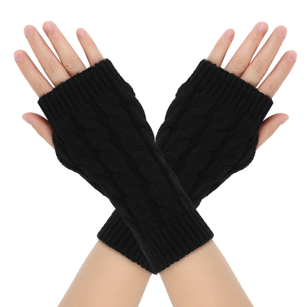 Guantes de lana cálidos de invierno para hombre con dedos abiertos