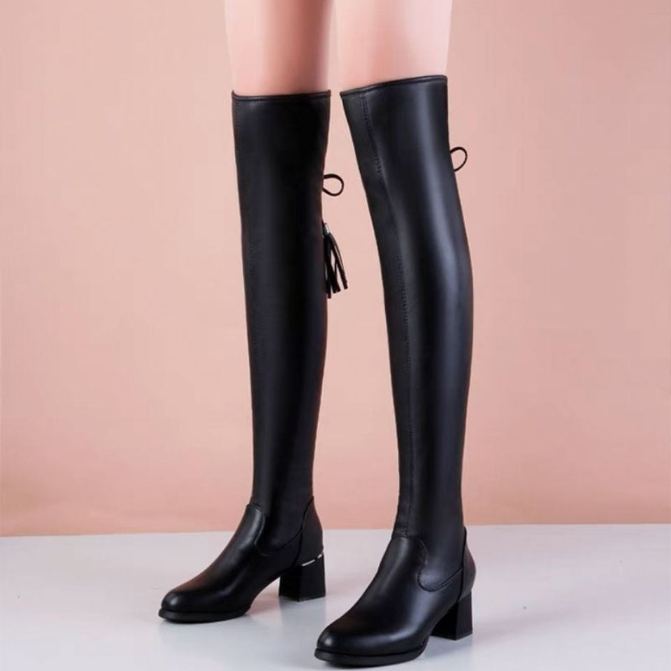 Casual Long Tube Knee Length Anti Slip And Wear-resistant Versatile Fashion Boots