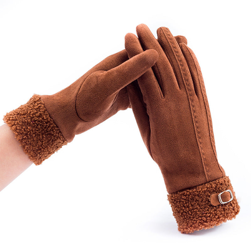 Guantes cálidos de invierno para mujer con pantalla táctil y engrosamiento de terciopelo