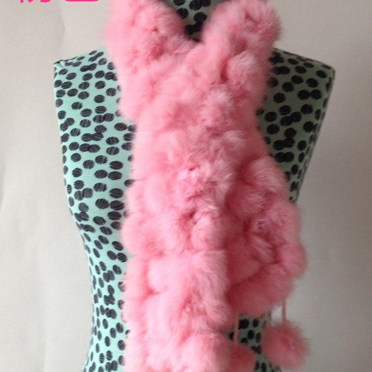 Four-row Ball Rabbit Fur Scarf