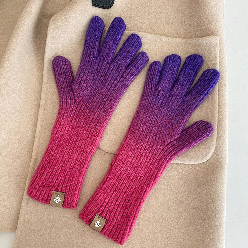 Guantes Degradados Cálidos De Invierno De Moda