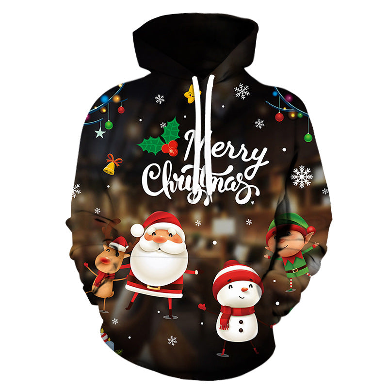 Men's And Women's Fashion Christmas Printed Hoodie