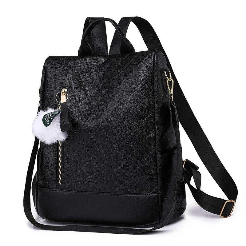 Mochila estilo preppy de cuero suave a la moda para mujer