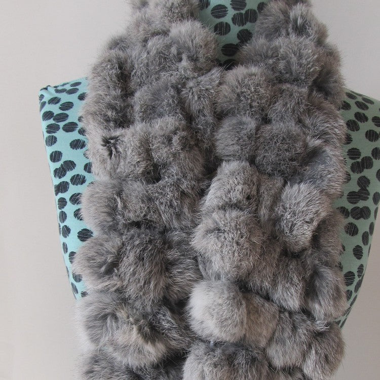 Four-row Ball Rabbit Fur Scarf