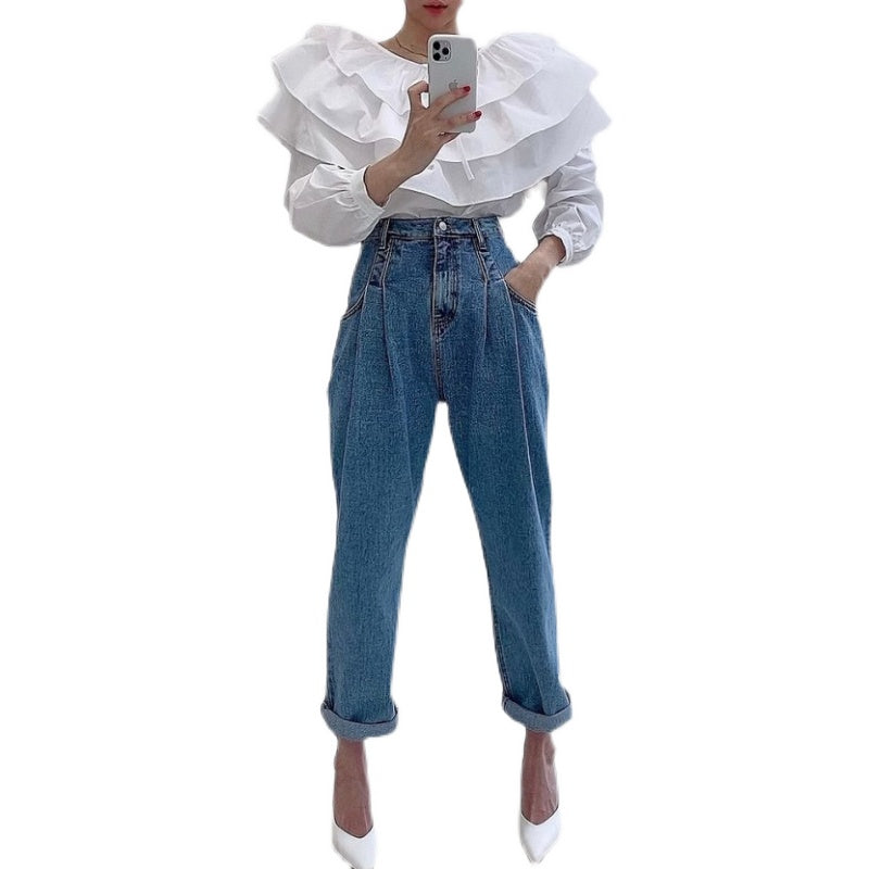 Women's Fashion Straight Loose Harem Jeans