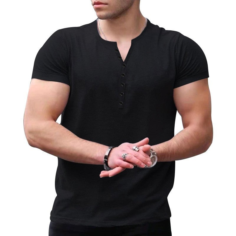 Camiseta de manga corta de color liso para hombre