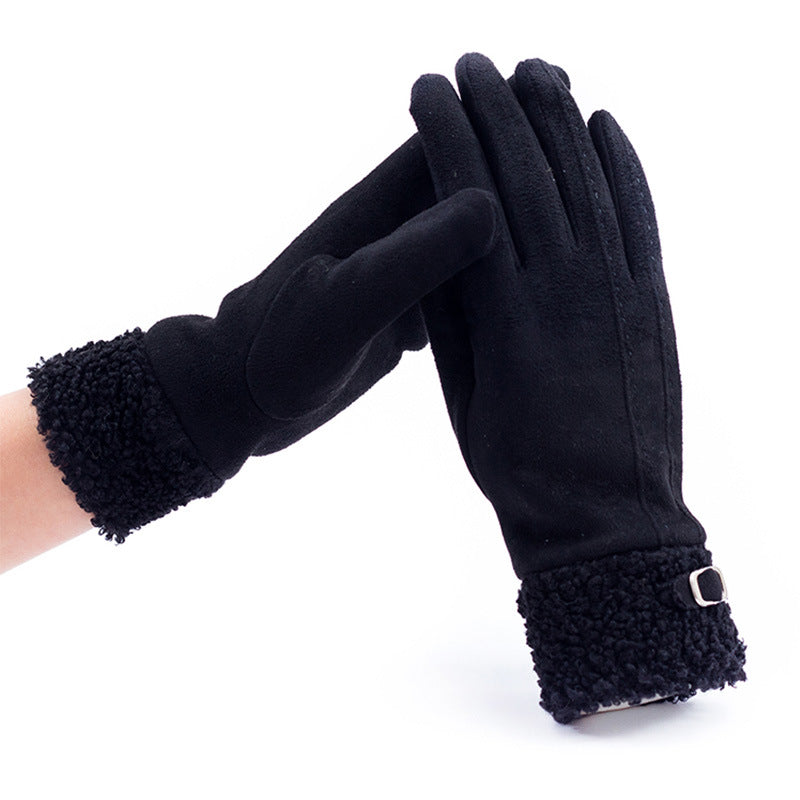 Guantes cálidos de invierno para mujer con pantalla táctil y engrosamiento de terciopelo