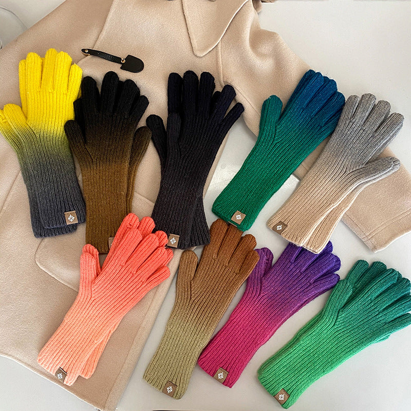 Guantes Degradados Cálidos De Invierno De Moda