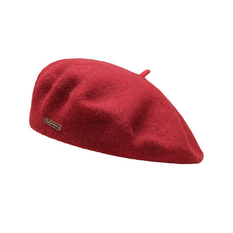 Gorro a juego de color puro, grueso, cálido, informal, para temporada informal