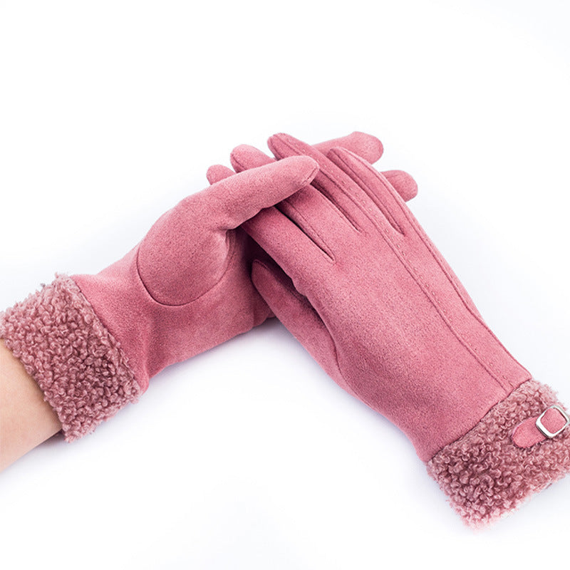 Guantes cálidos de invierno para mujer con pantalla táctil y engrosamiento de terciopelo