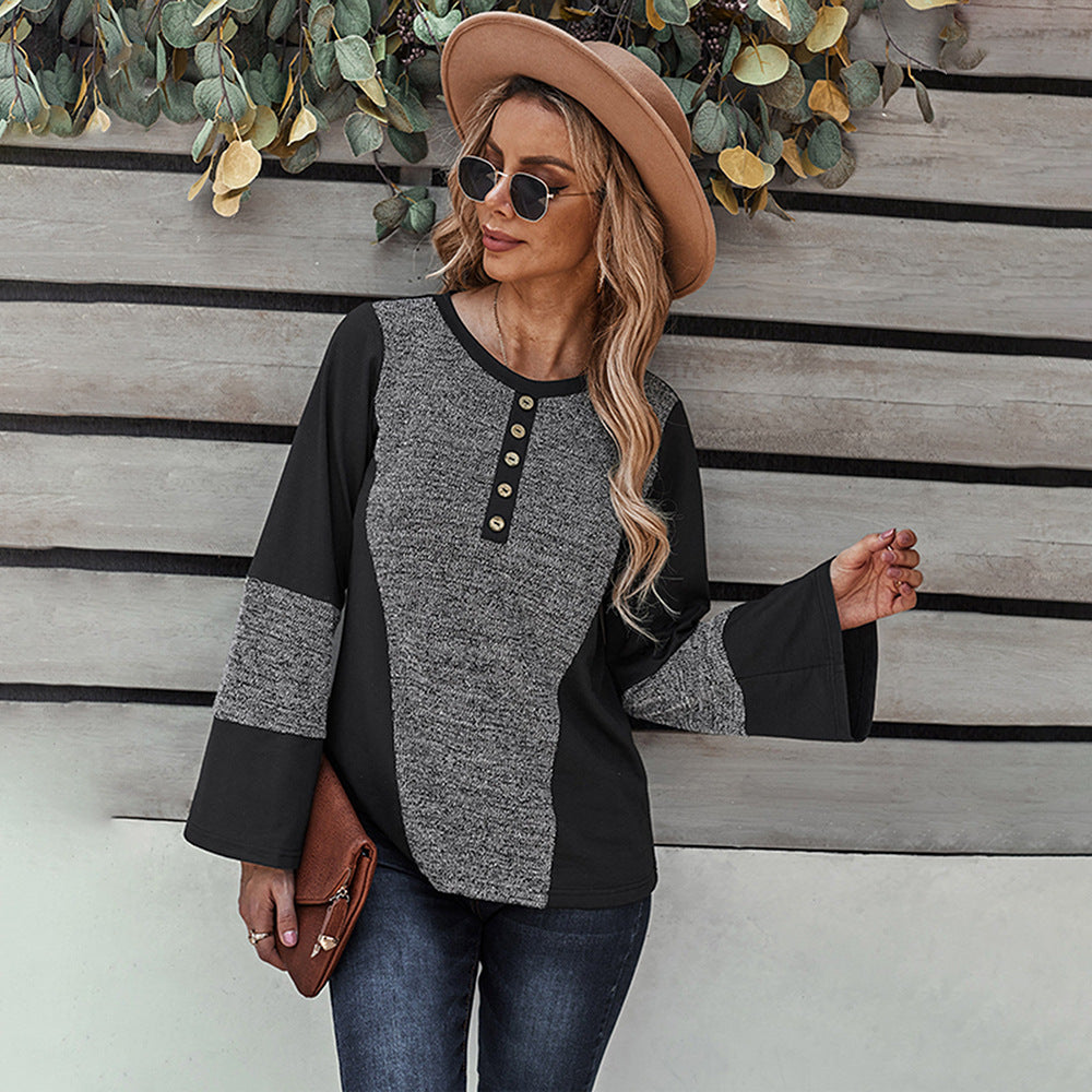 Early Spring Patchwork Loose Shirt Casual Holiday Women's Wear