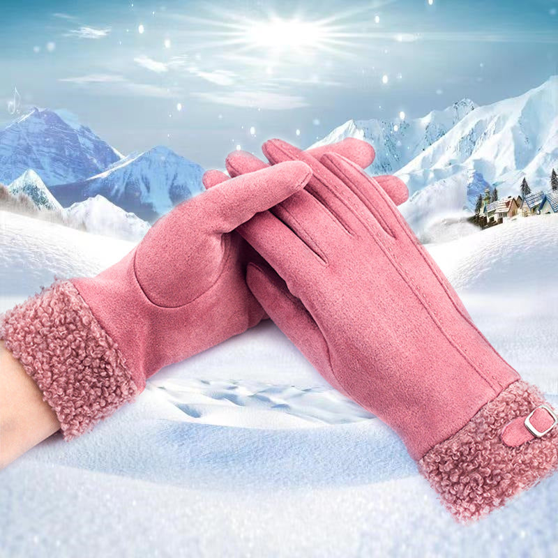 Guantes cálidos de invierno para mujer con pantalla táctil y engrosamiento de terciopelo