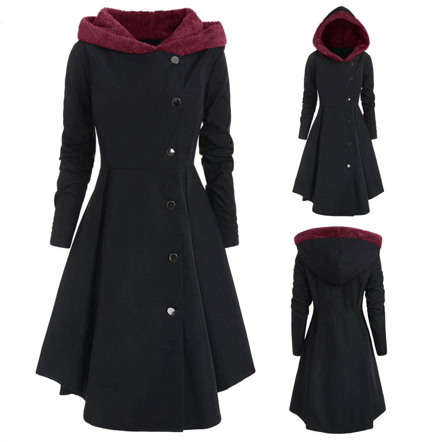 Bombshell Christmas Trench Women's Long Hooded Coat Woman