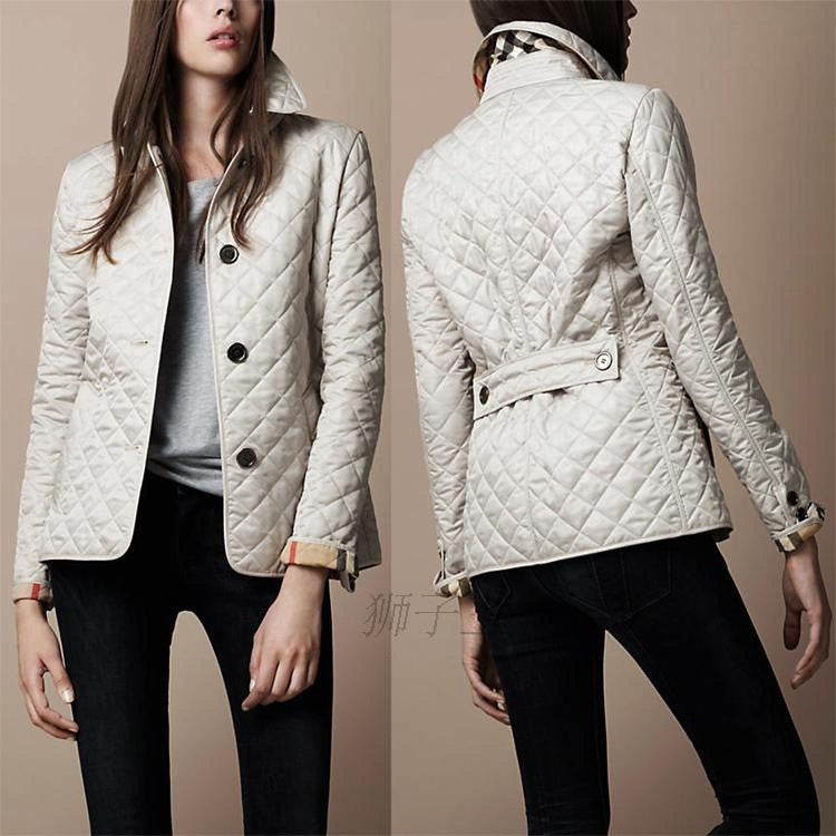 Chaqueta Acolchada De Algodón Con Solapa Elegante De Moda