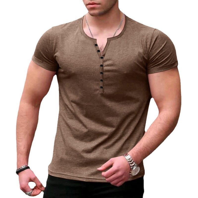 Camiseta de manga corta de color liso para hombre