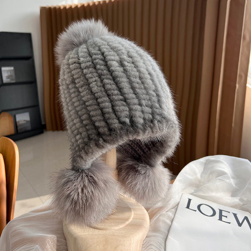 Winter Fashionable Warm Thickened Mink Plush Earmuff Hat