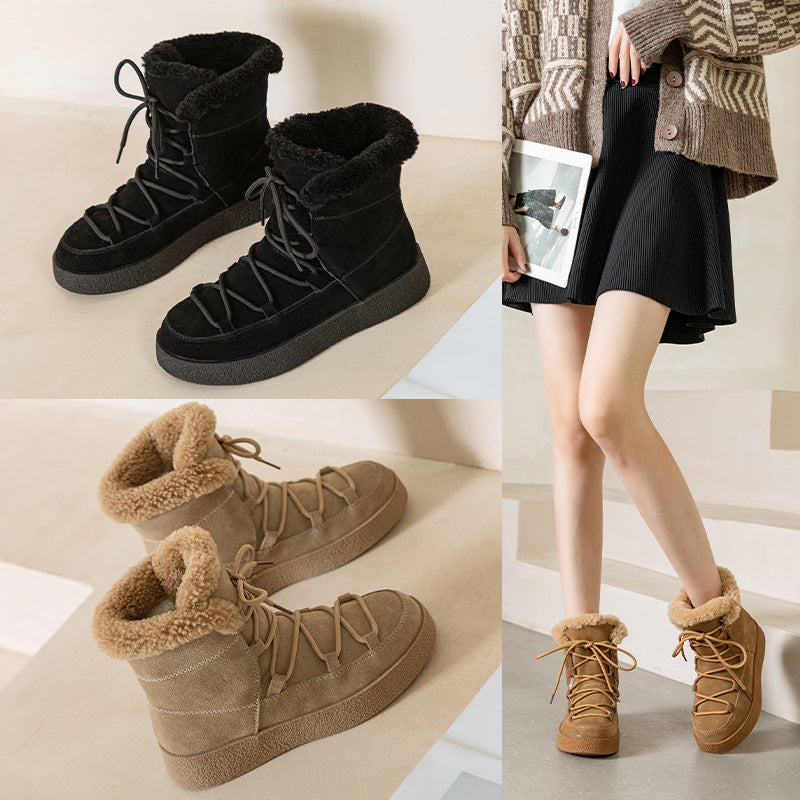 Women Thick Bottom And Warm Keeping Round Head Ankle Boots