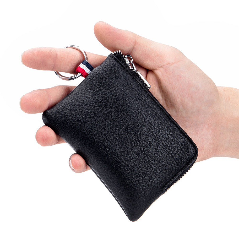 Monedero para hombre, minibilletera de cuero europeo y americano, cuero suave con cremallera, monedero, licencia de conducir, estuche para llaves, tarjetero ultrafino